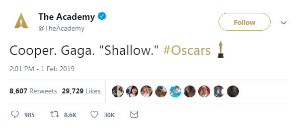 Oscars 2019 Twitter Post